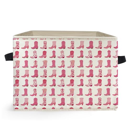 Collapsible Western Pink Cowgirl Boots Storage Box Bin - Western-6