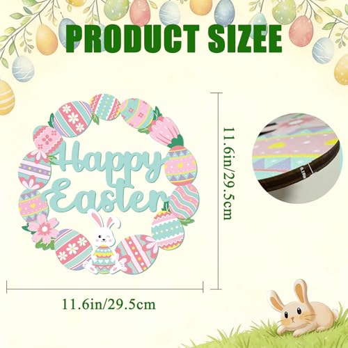 Wooden Easter Bunny Wreath Sign - Welcome Spring Decor