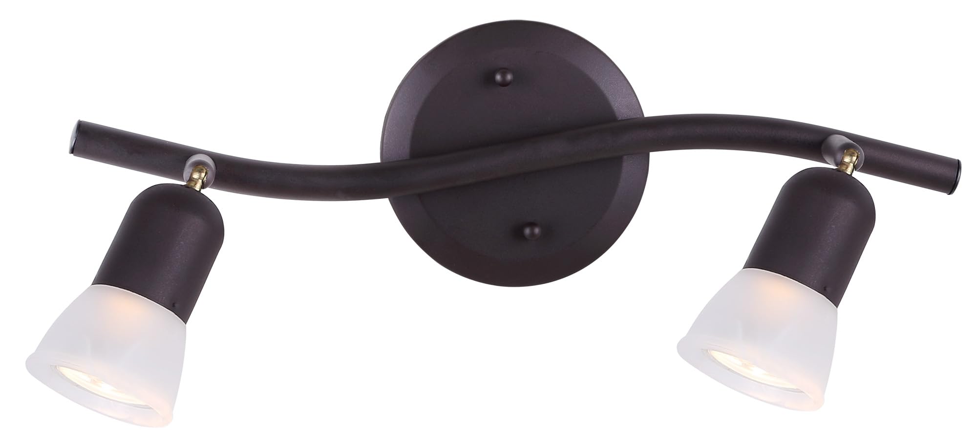 Canarm James 2-Light Track Lighting, Oil Rubbed Bronze Finish, Adjustable Alabaster Glass Shades, 15" Wide Industrial Ceiling Spotlight for Kitchen, Living Room, Hallway