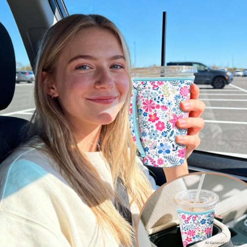3-Pack Iced Coffee Sleeve Set - Flower Cluster Neoprene Cup Holders
