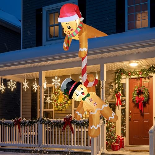 OurWarm 7FT Climbing Gingerbread Inflatable Christmas Yard Decor with LEDs