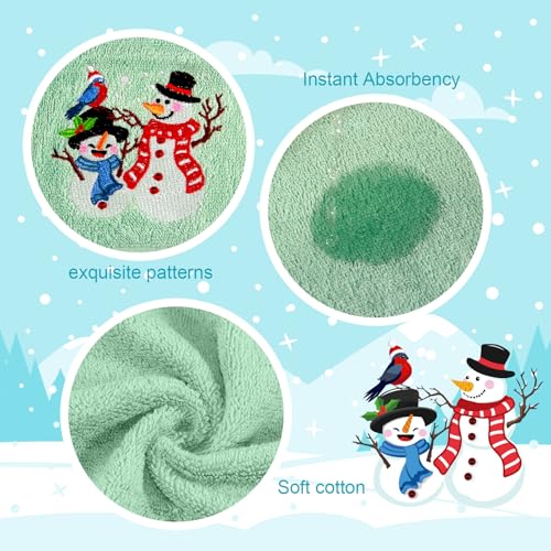3-Pack Christmas Hand Towels - 100% Cotton, Embroidered, 29x14 Inch