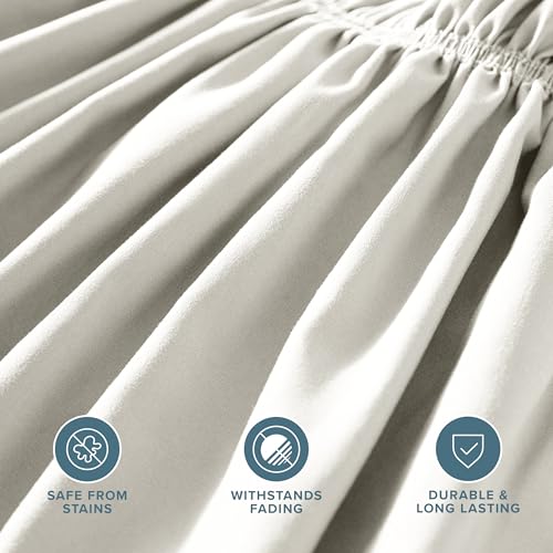 Bare Home Cream Wrap Around Bed Skirt - 15 Inch Drop, Adjustable Fit