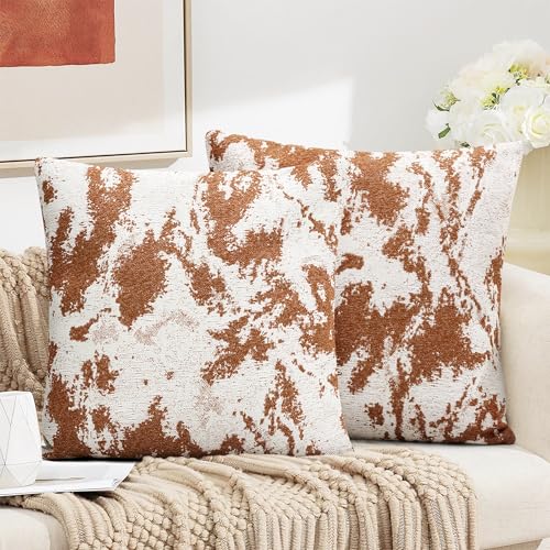 AELS Burnt Orange Decorative Throw Pillow Covers 18x18, Set of 2