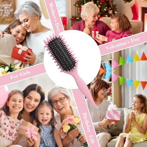 PTSHOW Curl Defining Hair Brush for Curly Hair, Pink Anti-Static Styling Tool