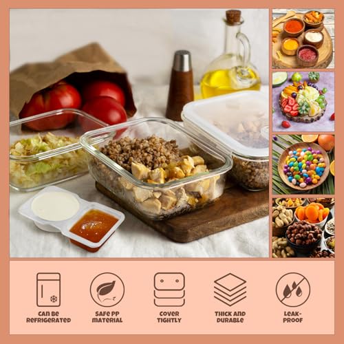 Sirmme Transparent Double Compartment Snack Containers - 24 Pack, 5oz