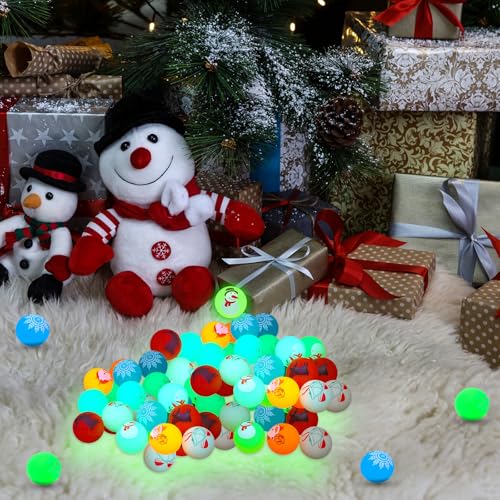 Christmas Glow in the Dark Bouncy Balls Set - 100 Pack, 0.98 Inch