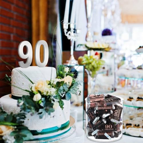 90th Birthday Candy Wrappers - 90 Pcs Pink Stickers for Party