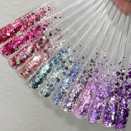 Clear Nail Swatch Sticks 100 Pcs Fan-Shaped Polish Display with Ring