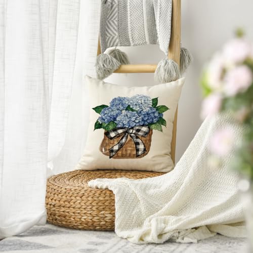 Hydrangea Flower Throw Pillow Cover - 12x20 Inch Decorative Case