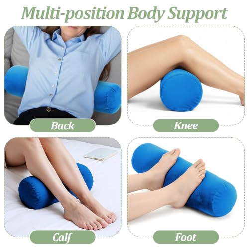 Blue Neck Roll Pillow Covers - 16 x 6 Inch, 2 PCS Set