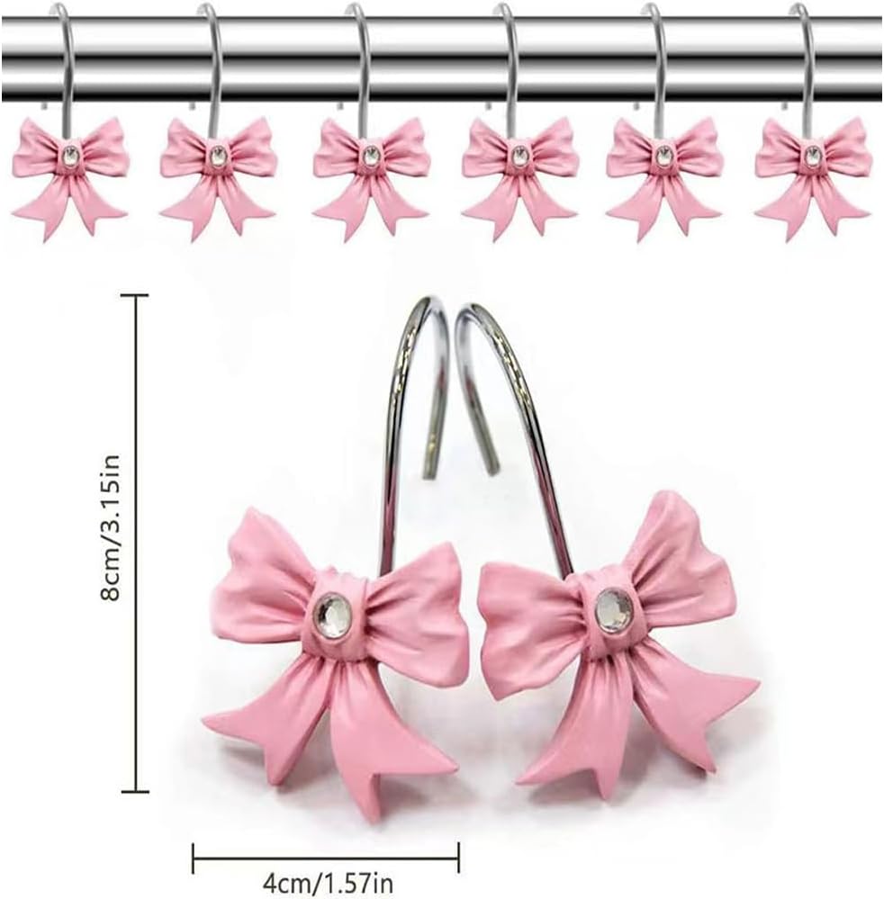 Skiennix Decorative Shower Curtain Hooks - Rust Resistant Bow Tie Design | Pack of 12 for Stylish Bathrooms