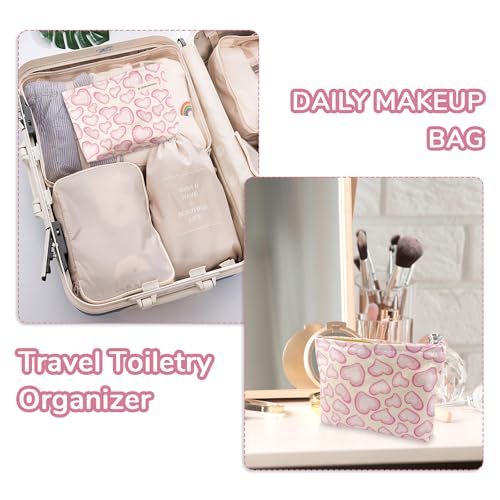 Yovell Large Aesthetic Makeup Bag Floral Canvas Cosmetic Organizer