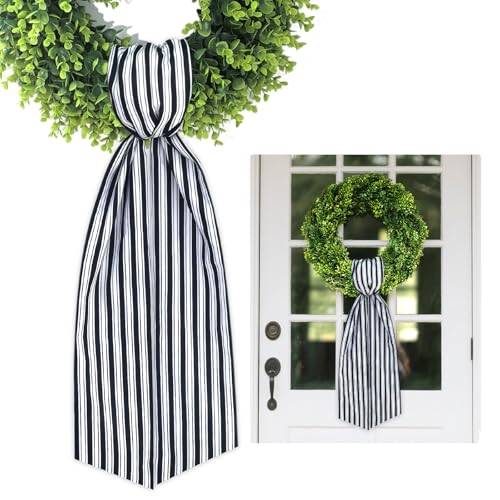 Black Wreath Sash for Front Door - 5.1'' x 59'' Classic Design