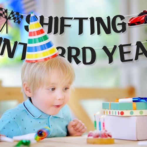 Racing Car 3rd Birthday Banner – Boys Glitter Party Decorations
