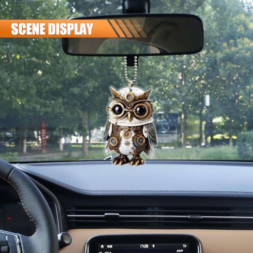 Mechanical Owl Car Mirror Hanging Decoration Acrylic Pendant