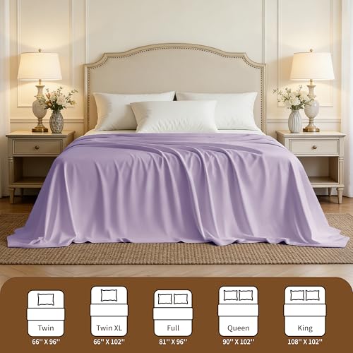 HBHLFZ Twin Flat Sheet - Ultra Soft Polyester Bed Sheet - Light Purple