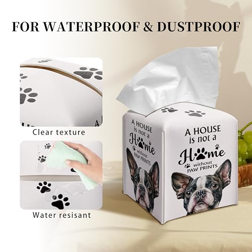 French Bulldog Tissue Box Cover - Square PU Leather Holder