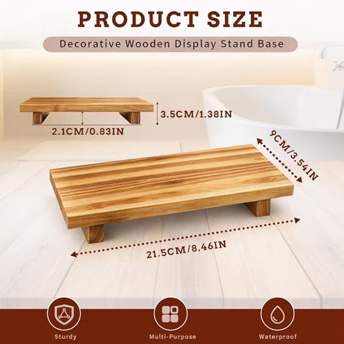 ORNAROVI Brown Wooden Bathroom Pedestal Stand - Small Farmhouse Soap Tray