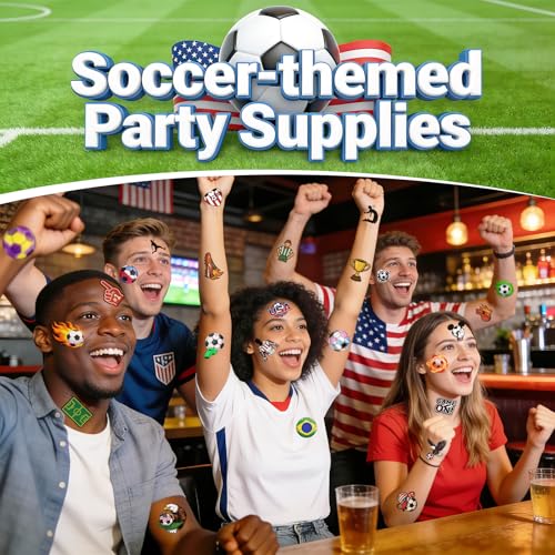 Tasttin 100 Pcs Soccer Temporary Tattoos – Waterproof Football Designs