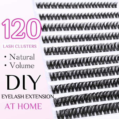 SLSXNL DIY Lash Clusters 120pcs D Curl Volume Eyelash Extensions 8-16mm