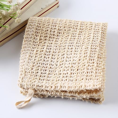HiKin 2 Pack Cotton Linen Exfoliating Bath Washcloths 25x25cm - Body Scrub Towels