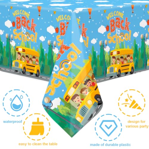 3-Pack Welcome Back to School Tablecloths - 108 x 54 Inch Plastic Covers