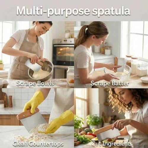 Dough Cutter & Kitchen Scraper - Stainless Steel Pastry & Food Chopper