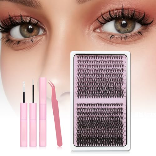 Gosect DIY Lash Extension Kit with 400pcs Cluster Lashes, Bond, Seal, and Tweezers