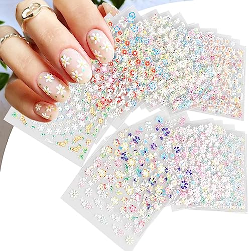 30 Sheets Floral Nail Art Stickers 3D Self-Adhesive Flower Decals
