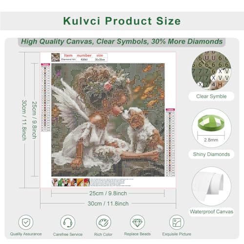 Kulvci Dog Diamond Painting Kit 12x12 Inch - 5D Round Gem Art for Adults
