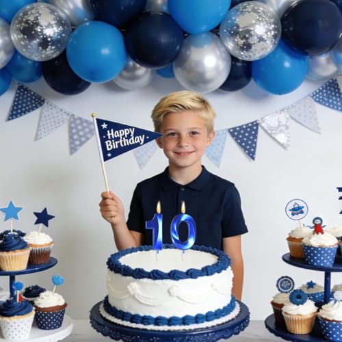 Blue Number 14 Birthday Candle | 14th Birthday Decorations
