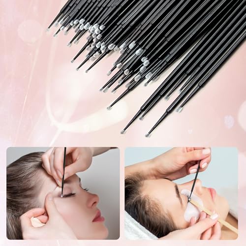 KIUSOWAYD 300 Count Disposable Micro Applicator Brushes for Eyelash Extensions Black