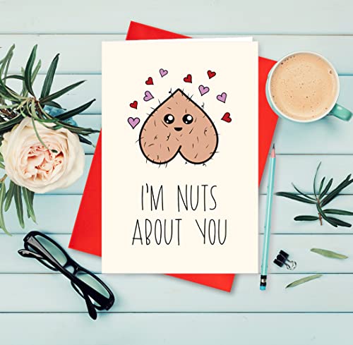 Funny Valentine's Day Card - I'm Nuts About You - 5.3" x 8"