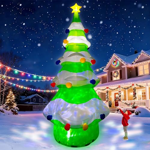 12 FT Inflatable Christmas Tree with Built-in Lights for Indoor Outdoor Yard Decor