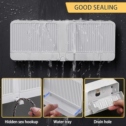PEFWO 2-in-1 Wall Mounted Soap Holder with Hooks - Self-Draining White