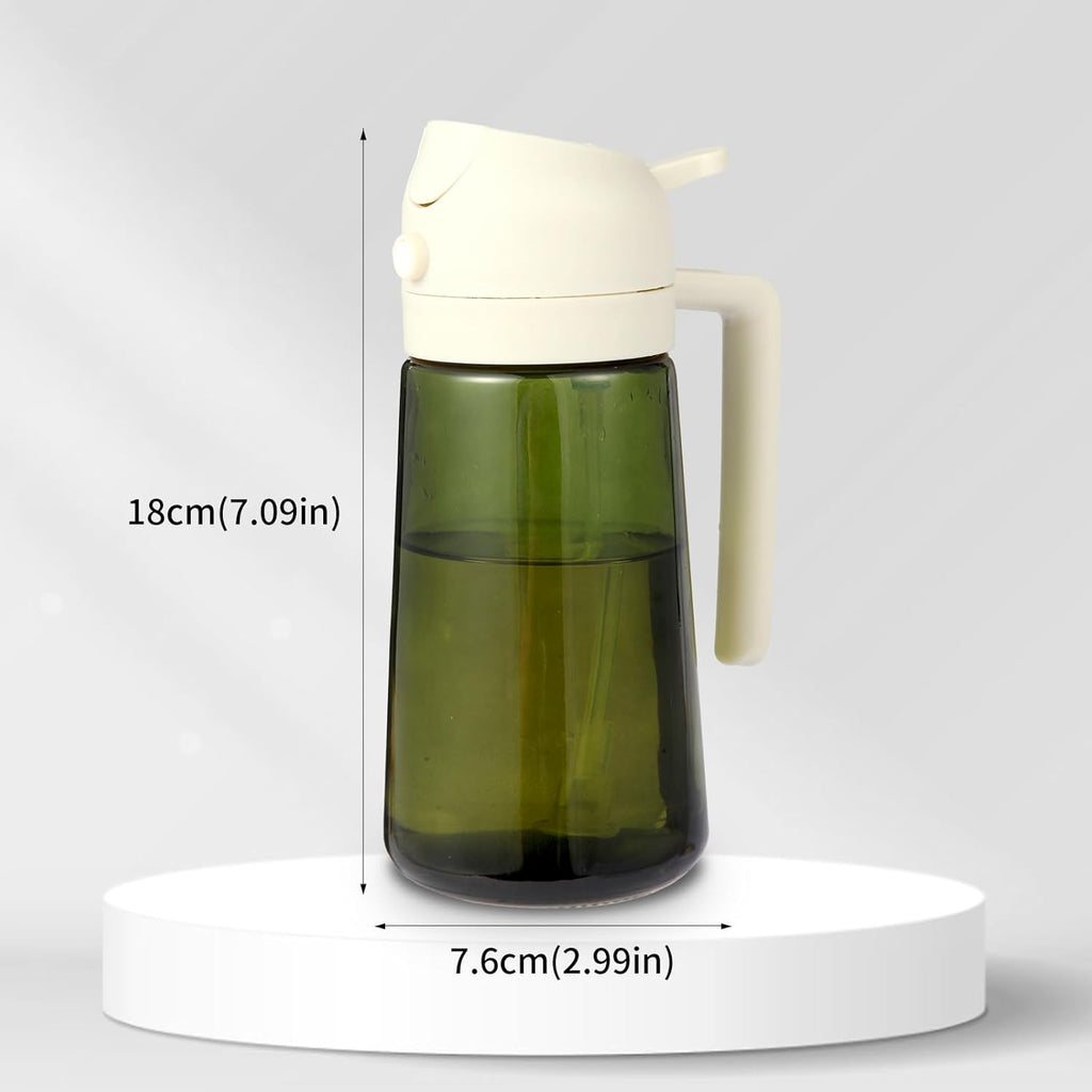 Skiennix 16oz Glass Olive Oil Sprayer - 2-in-1 No-Leak Spray & Pour Dispenser for Cooking, BBQ & Salad