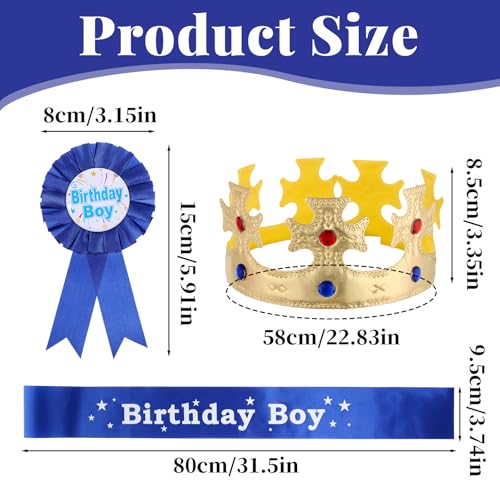Birthday Crown Party Set with Sash and Pin for Celebrations