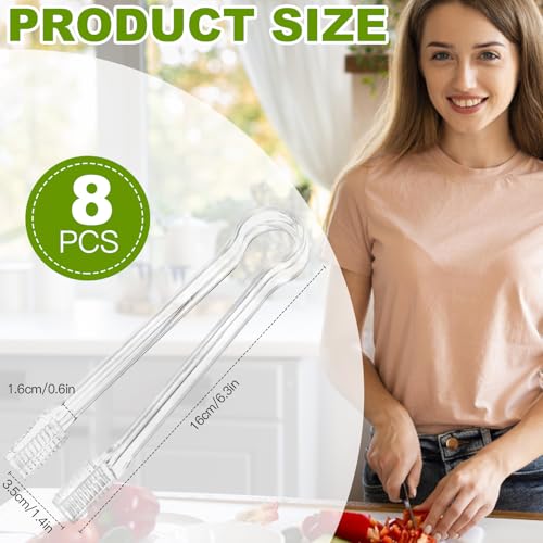 Ninsula 8 Pack Plastic Serving Tongs 6.3 Inches - Clear, Disposable Kitchen Utensils