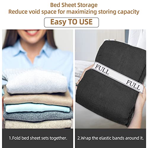 Twin Bed Sheet Organizer Bands 4 Pack - Elastic Linen Closet Storage Keepers