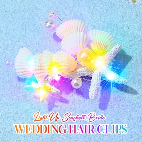 Latious Light Up Seashell & Starfish Hair Barrettes
