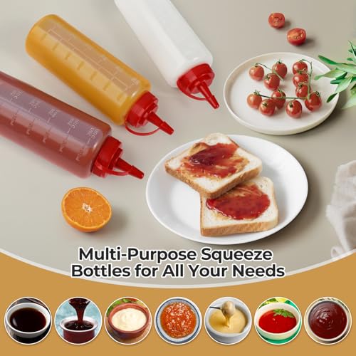 12 oz Condiment Squeeze Bottles - 3 Pack, Leakproof & BPA-Free