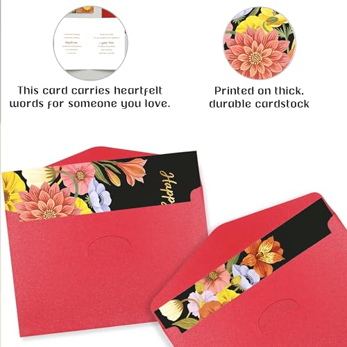 Floral Mother's Day Card 5x7 with Envelope and Pre-Written Message