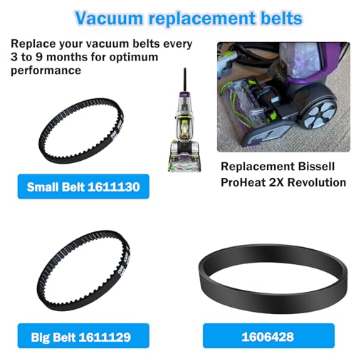 Replacement Vacuum Belts for Bissell ProHeat 2X Revolution Pet, 3-Pack
