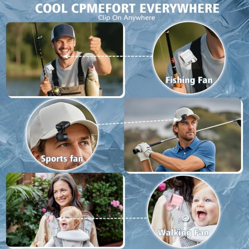 Blissfuhue 3-in-1 Portable Clip-on Fan - Hands-Free Mini Hat Fan, White