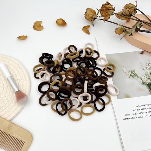 100PCS Seamless Cotton Hair Ties & Ponytail Holders, No-Damage Elastic Bands