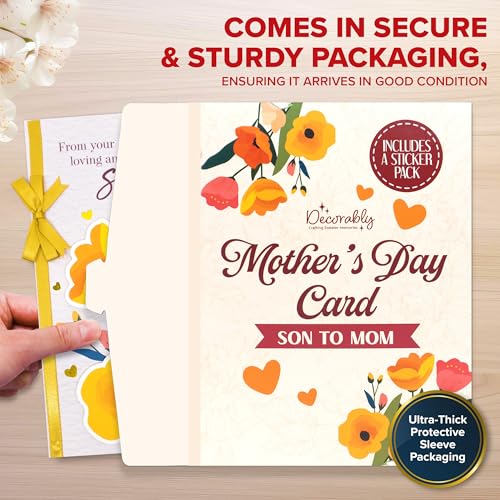 Gold Foil Mother's Day Card from Son - 5x7in Floral Design