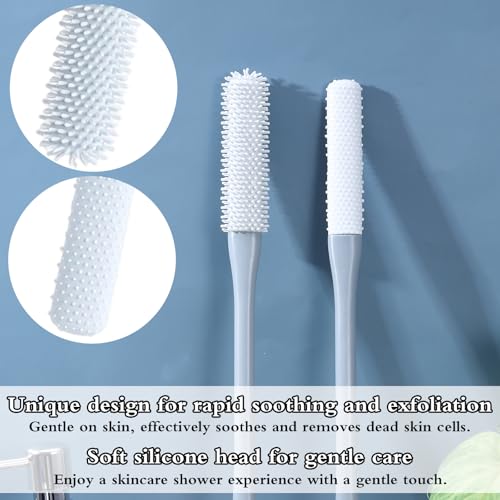 Silicone Foot Brush with Long Handle 2-Pack Shower Scrubber