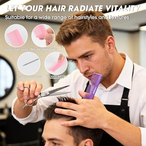 4-Pack Rat Tail Hair Combs - Anti-Static Heat Resistant Parting Combs