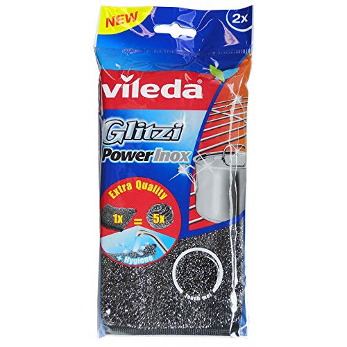 Vileda Glitzi Power INOX Steel Sponge - 2 Pack for Stubborn Dirt